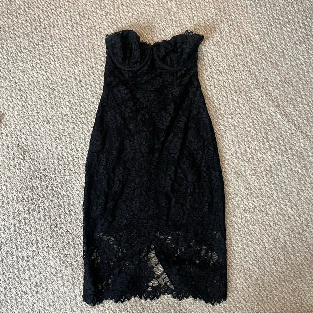 Express Black Strapless Lace Dress